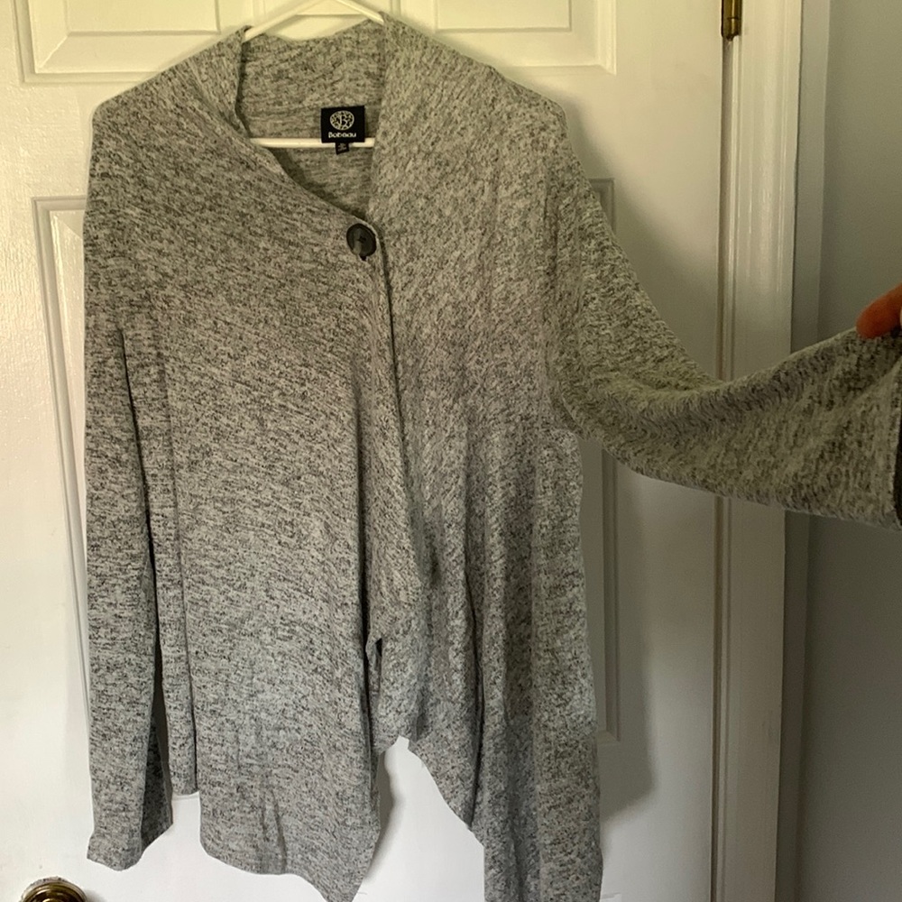 Gray button sweater